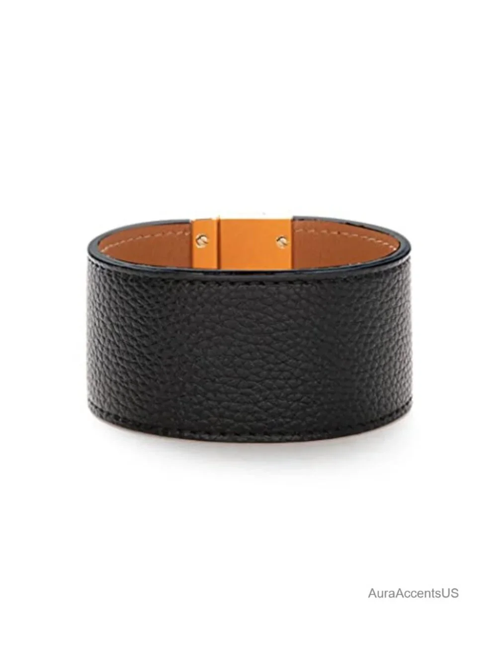 Leather Wrap Bracelet for Women Gold Twist Lock Cuff